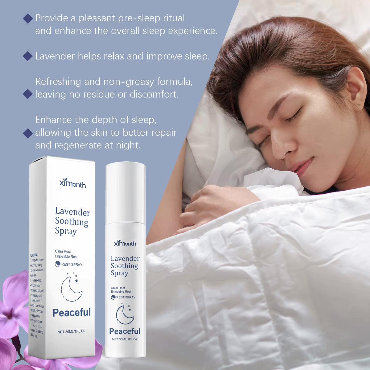 Lavender pillow spray as part of a calming bedtime ritual